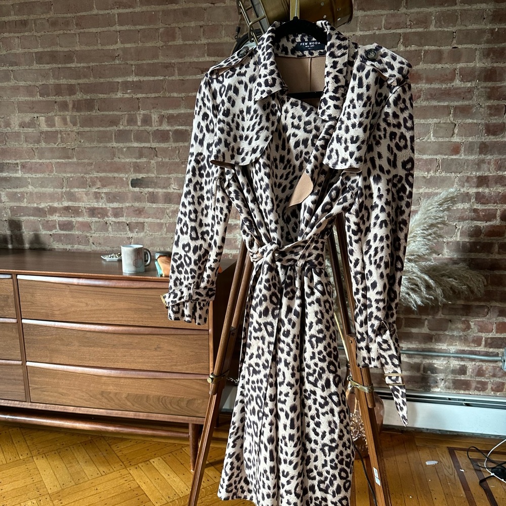 Cheetah print trench coat